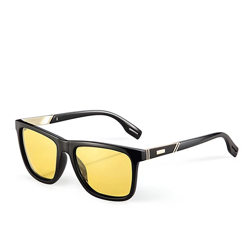 POLARKING Новые поляризованные солнцезащитные очки для мужчин Fashion Square Night Vision Очки мужские дорожные солнцезащитные очки cuculos de sol - Цвет линз: C5 Black Yellow