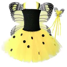 Vestido infantil/ г.; платье-пачка для девочек; детское пышное платье из тюля с крыльями бабочки; Детский карнавальный костюм на Хэллоуин; платья