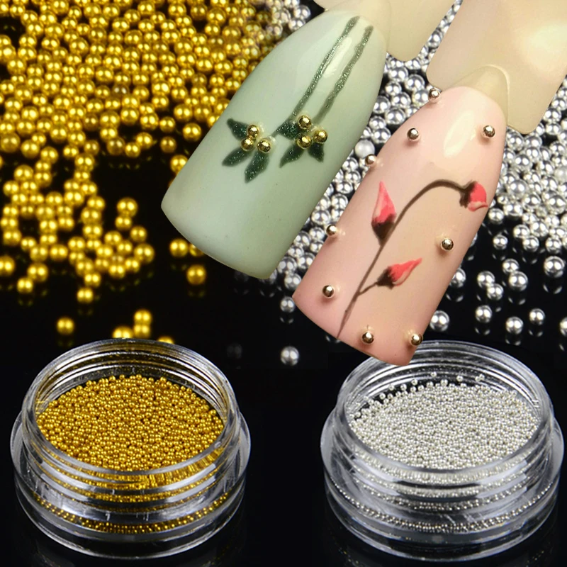 

1 Bottle Gold Silver Optional Mini Caviar Beads Gel Polish Nail Art Tips Pearl Ball Pro Manicure Pedicure DIY 3D Decoration