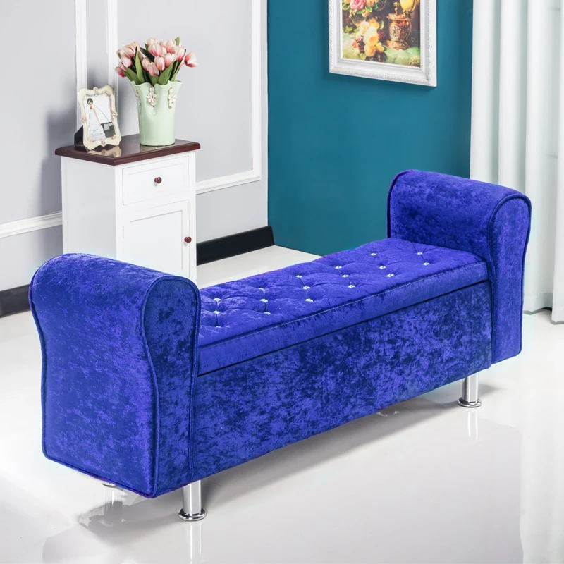 Multifunctional Storage Stool Chair Bedroom Bed End Stool Storage Bench Fabric Shoe Bench Household Sofa Bench Pouf Taburete - Color: D   L100 W40 H40