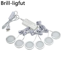 6 шт. светодиодная подсветка под шкаф кухонный светильник s 12 В 2 Вт затемненная шайба ligths комплект с выключателем домашний шкаф витрина декоративная лампа