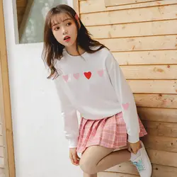 Корейский колледж Ветер милая любовь вышивка длинный рукав o средства ухода за кожей шеи пуловеры для женщин Толстовка для 2019 весн