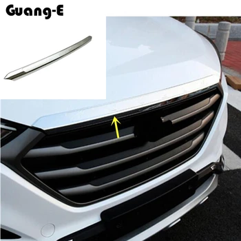 

Car garnish detector ABS Chrome front engine Machine grille upper hood stick lid trim For Hyundai Tucson 2015 2016 2017 2018