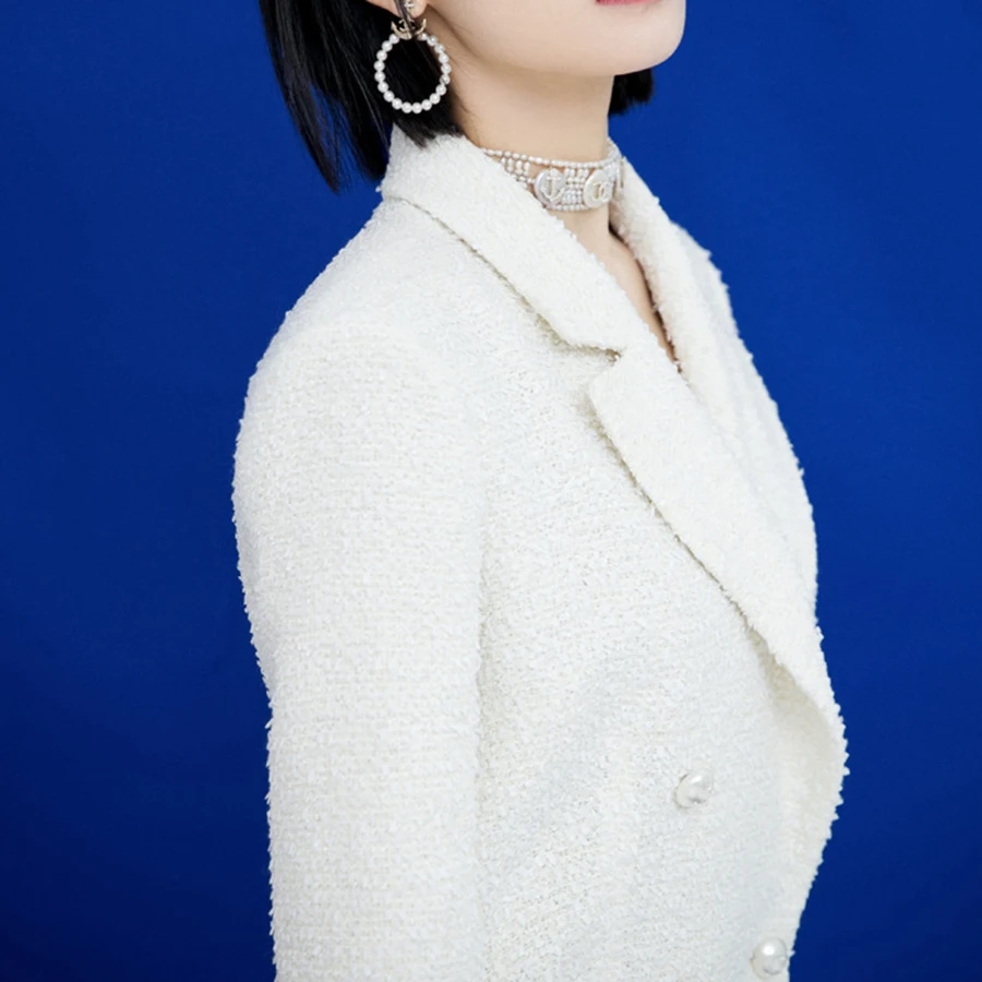 Blazer Feminino Jacket Women's White tweed Blazer 2019 Summer Office Lady blazers and Jackets