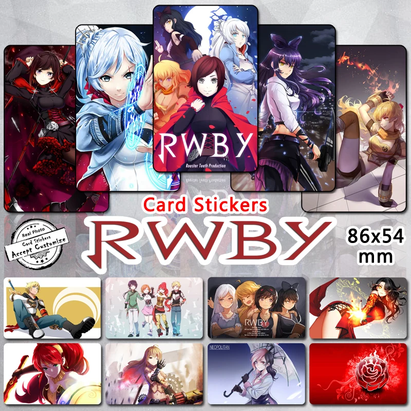 

(65 pcs/lot) RWBY Credit Card Stickers Girl Characters Ruby Weiss Blake Yang 2017 Volume 4 Sticker Collection Gift Free shipping