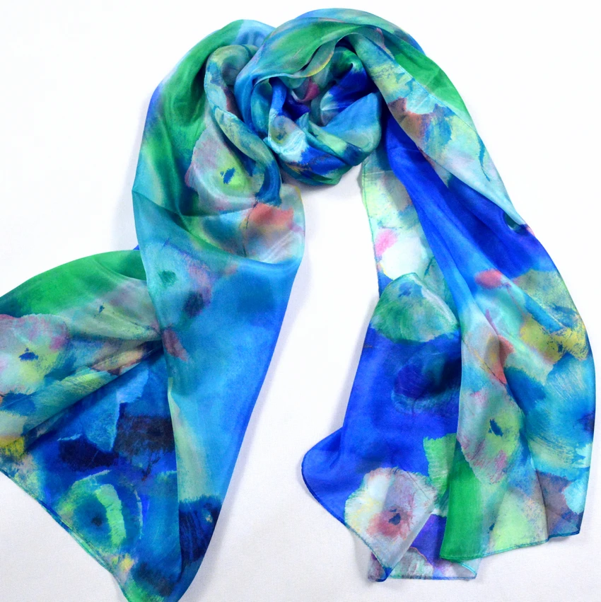Женский длинный шелковый шарф с принтом 100% x 180 см|long scarf shawl|pure silk scarfsilk |
