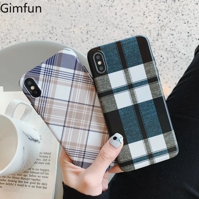 Gimfun Simple Gray Plaid Phone Case for Iphone Xs Max Xr