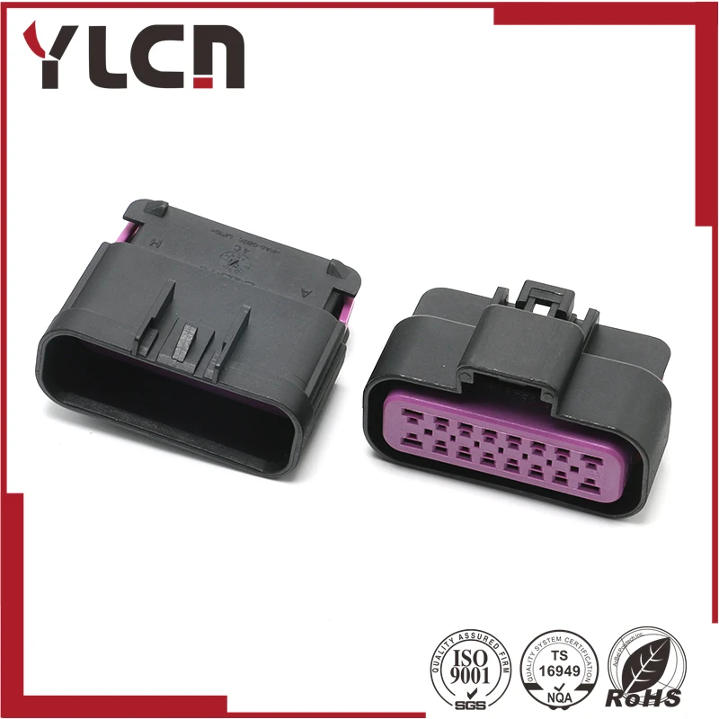 

free shipping 16 Way Black Sealed Male and Female Connector Assembly, Max Current 15 amps 15326085/15326084