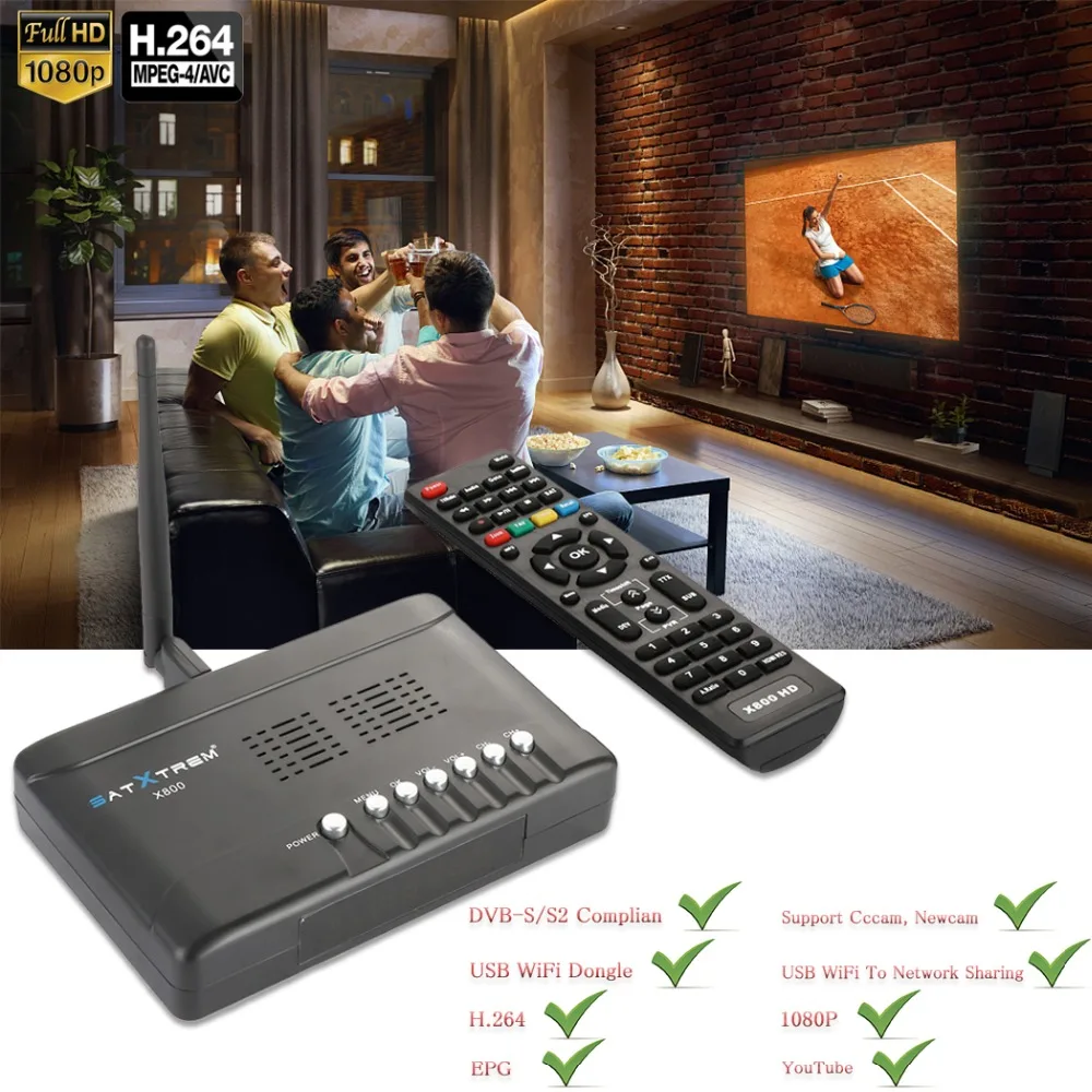 Спутниковый ресивер Satxtrem X800 декодер формата HD+ USB wifi MT7601 DVB-S2/S цифровой спутниковый ресивер ТВ тюнер Поддержка Ccam 1080P