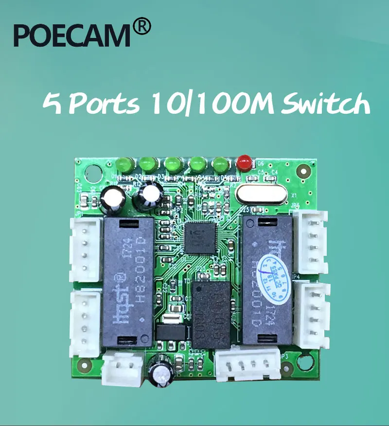 Ethernet-коммутатор 5 Порты и разъёмы булавки головы PCBA плата производителя принимаем Oem и ODM мини быстрой модуль автоматического включения света 10/100 Мбит/с концентратор