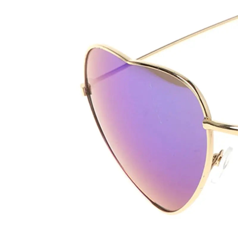 Reflective Sunglasses Outdoor Men Women Heart Shaped Metal Frame Lens Fashion