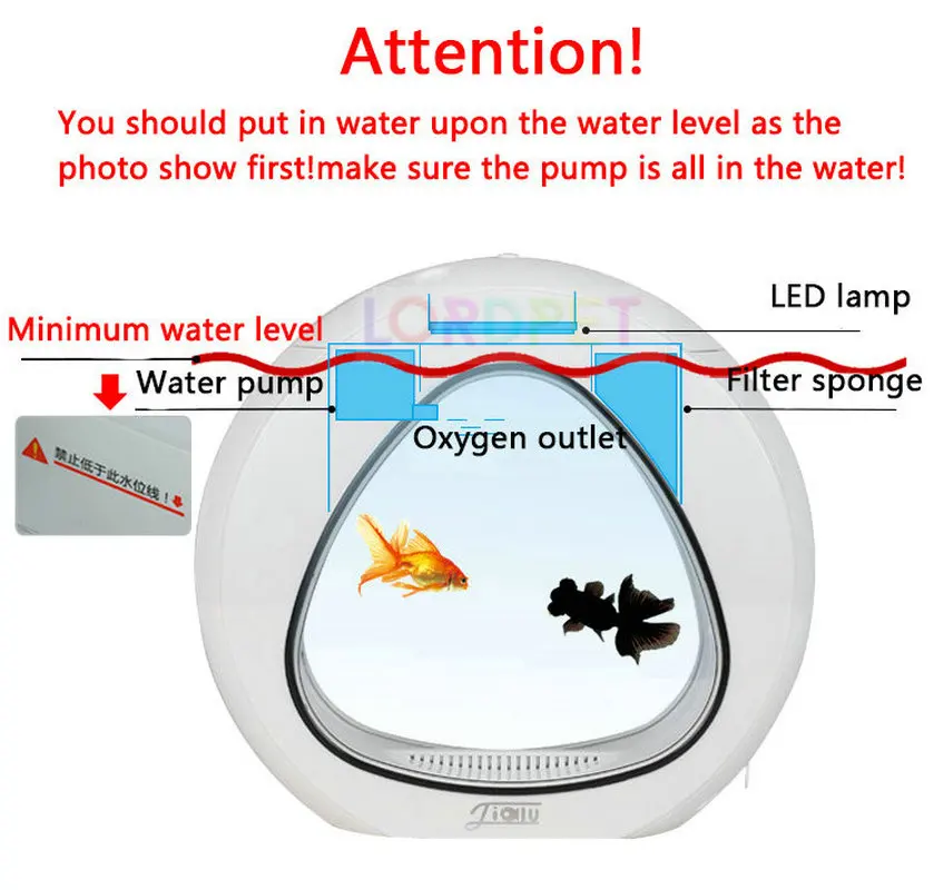 4L 6L Ecology Fish Tank Integration Filter LED Light System Mini Nano Tank Office Desktop Aquarium 110V-240V