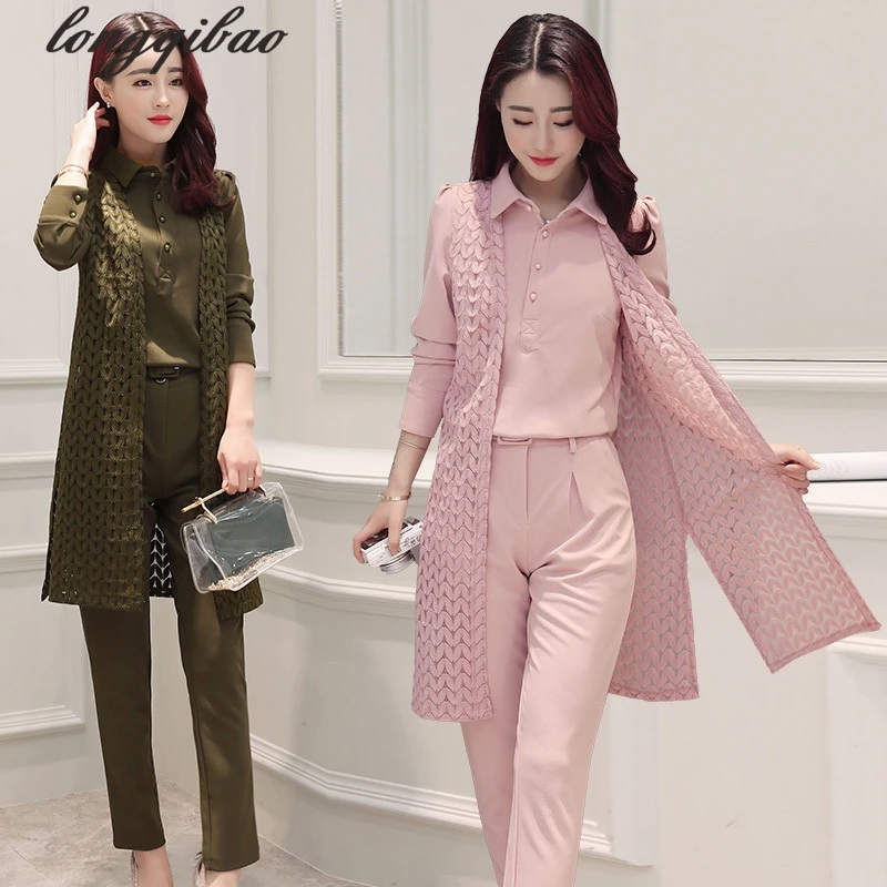 

2017 Spring and Autumn fashion new women Korean fashion Slim temperament Three pieces / sets