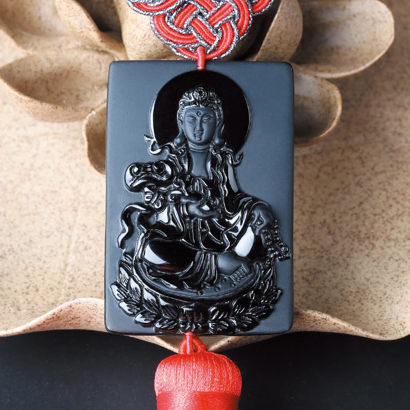 

PUHOLY/ belwide jewelry Wujin natural Obsidian pendant pendant light vehicle accessories Guanyin Guanyin
