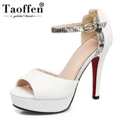 TAOFFEN/женские новые босоножки на высоком каблуке, на платформе, с пряжкой, смешанные цвета, Свадебные вечерние туфли, женские пикантные
