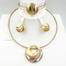 Высокое качество Модный комплект ювелирных изделий в Дубае Золотой Цвет Свадебные африканские бусы Ювелирные наборы ожерелье серьги браслет кольцо