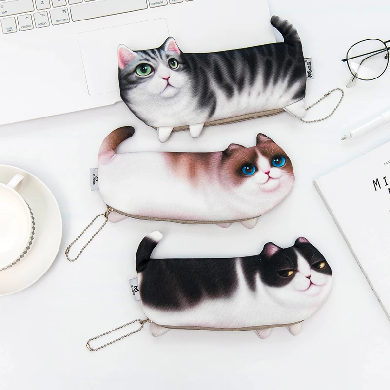 

Creative Korean simulation cat pencil bag boys stationery simple girls primary school Korean pencil case