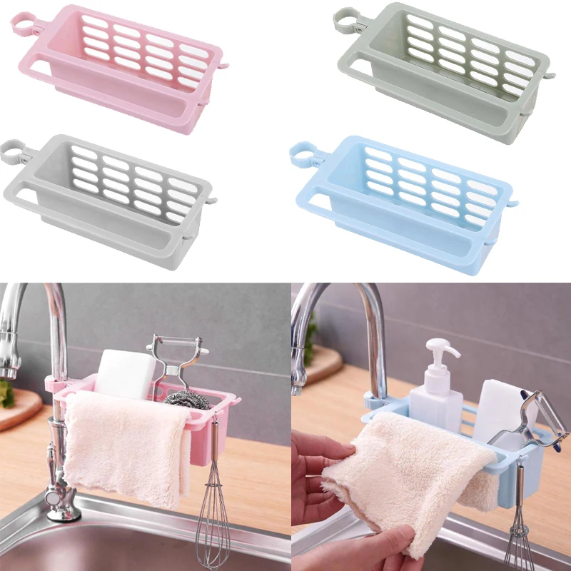 

Kitchen Sink Sponge Storage Rack Dish Drain Soap Brush Organizer Kitchen Faucet Clip Bathroom Accessories Towel Rack Holder