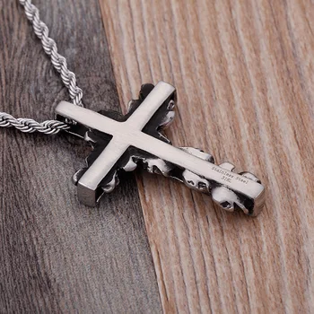 

Jesus Cross Titanium Steel Men's Light Pendant Stainless Steel Skeleton Cross Religious Pendant