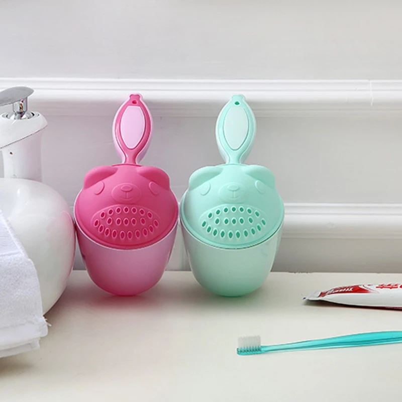 Baby Shower Spoons Cute Cartoon Baby Bath Caps PP Shampoo Cup Children Bathing Bailer Child Washing Hair Cup Kids Bath Tool