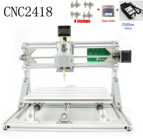 CNC 2418+ 2500 МВт лазерный GRBL контроль Diy лазерная гравировка ER11 станок с ЧПУ, 3 оси pcb фрезерный станок, деревянный маршрутизатор+ 2,5 Вт лазер