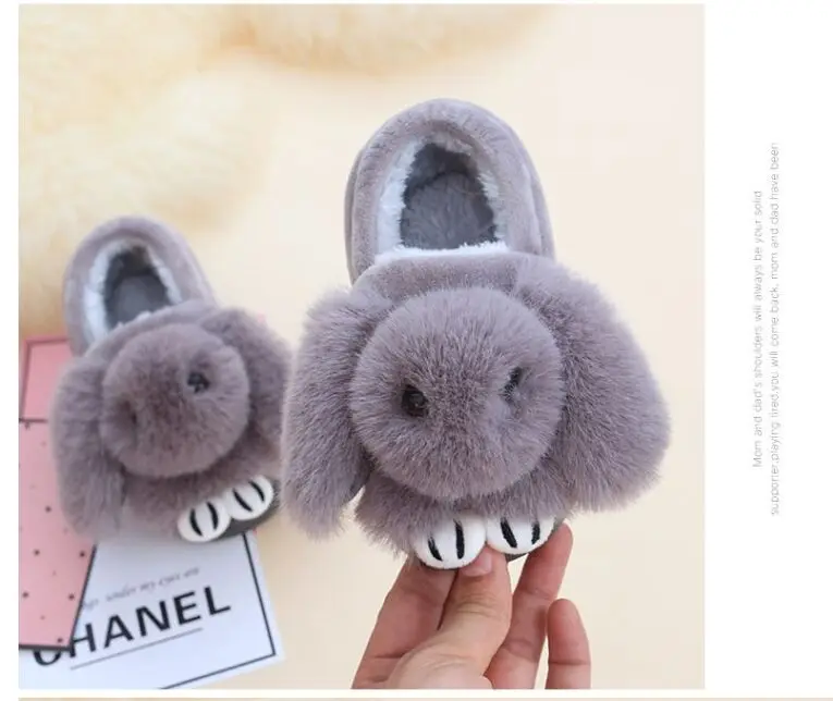 Design de Moda Interior das Crianças Bonito dos Desenhos Coelho com Orelhas Chinelos de Algodão Novo Inverno Animados Doméstico Sapatos 2020 9 Online shopping