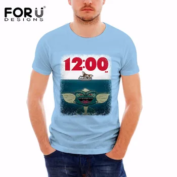 

FORUDESIGNS Gremlins Jaws Poster Printed Summer Cotton Funny T shirts Short Sleeves T-shirt Men Fashion Tops Tees Casual Tshirt