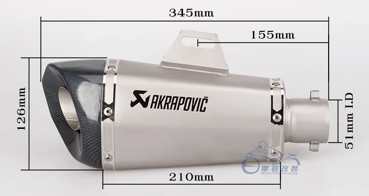 51 мм Универсальный мото rcycle Akrapovic выхлопная труба глушитель escape moto большой шестиугольный выхлопной для Z900 MT09 CBR300