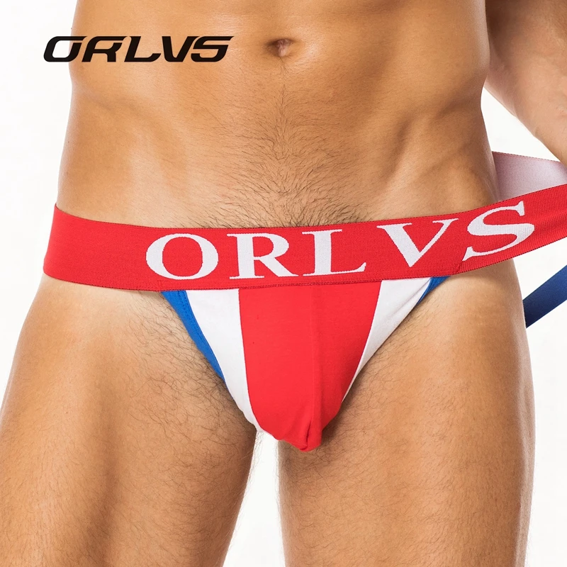 4 цвета Мужское нижнее белье с веселыми рисунками ORLVS jockstrap сексуальное мужское