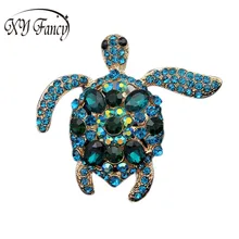 

XY Fancy Stylish Rhinestone Tortoise Colorful Green Turtle Brooch Pin Rhinestone Crystal Women's Brooch Girl Party Jewelry ZK30