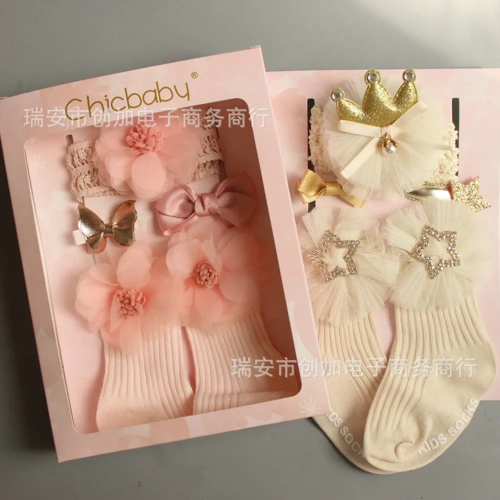

7156HCH Wholesale Korea children hair accessories gifts sets Bowknot is leading the belt clip hairpin socks