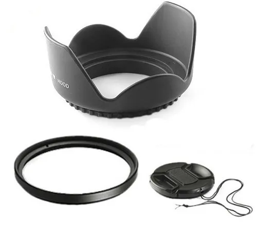 

55mm 55 mm Flower Lens Hood +UV Filter +Lens Cap for for Sony 18-55,55-200,55-250 for Canon 400D 600D for Nikon D80 D50 D7000