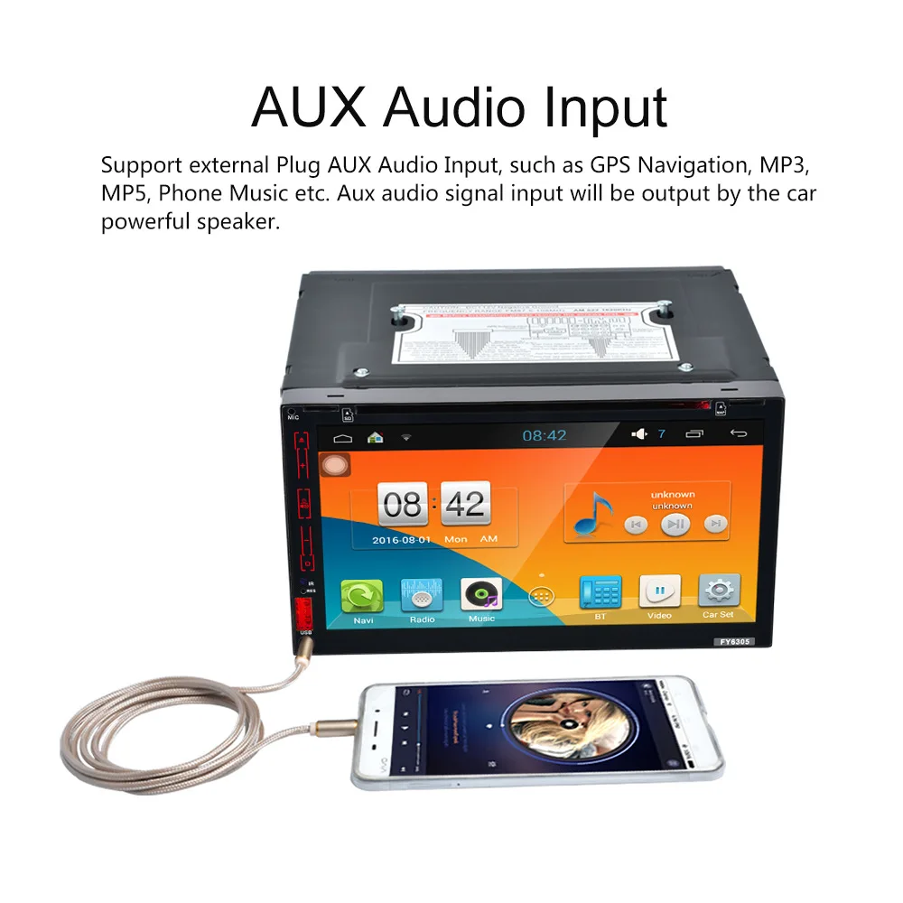 Top Universal 6.95" 2 Din Android Car GPS Navigation Car Multimedia Player Wifi Bluetooth Quad Core Head Unit Car Radio Media Player 3