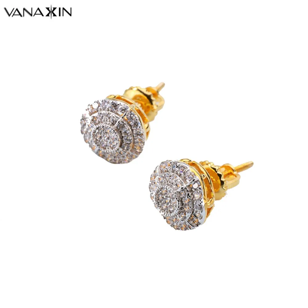 

VANAXIN Luxury Stud Earring for Women Girls Copper High Quality Gold Rhodium Plated Clear AAA Cubic Zircon Trendy Earrings Box