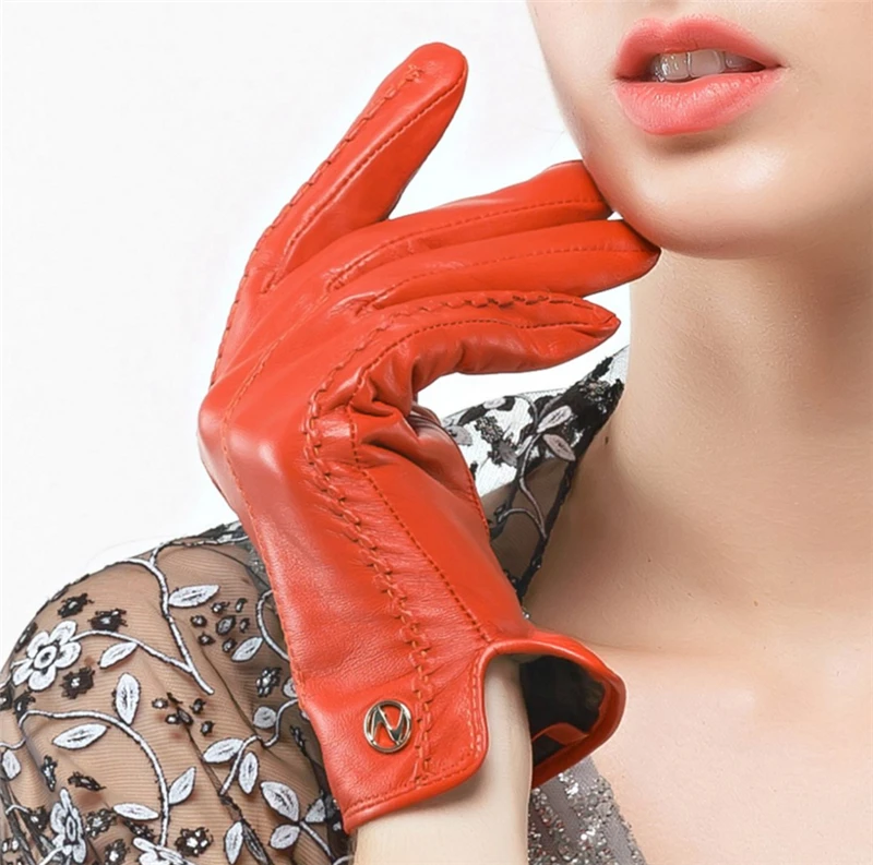 Женские перчатки для сенсорного экрана из натуральной кожи наппа