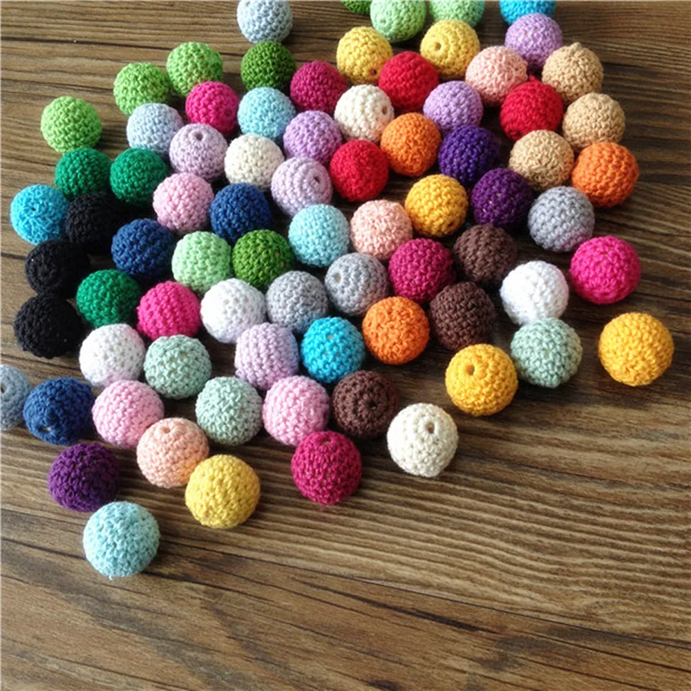 

50pc/lot 20mm Round Knitting Crochet Wooden Beads Balls for DIY decoration baby wooden teething jewelry necklace bracelet
