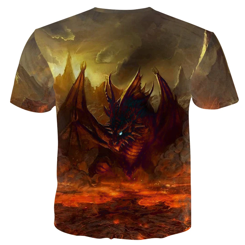 YFFUSHI 2019 Fashion Unique 3d Print t-shirt Dragon In Mountain 3D Print T-shirt Men Fire Print Hip Hop Tees Plus Size 5XL