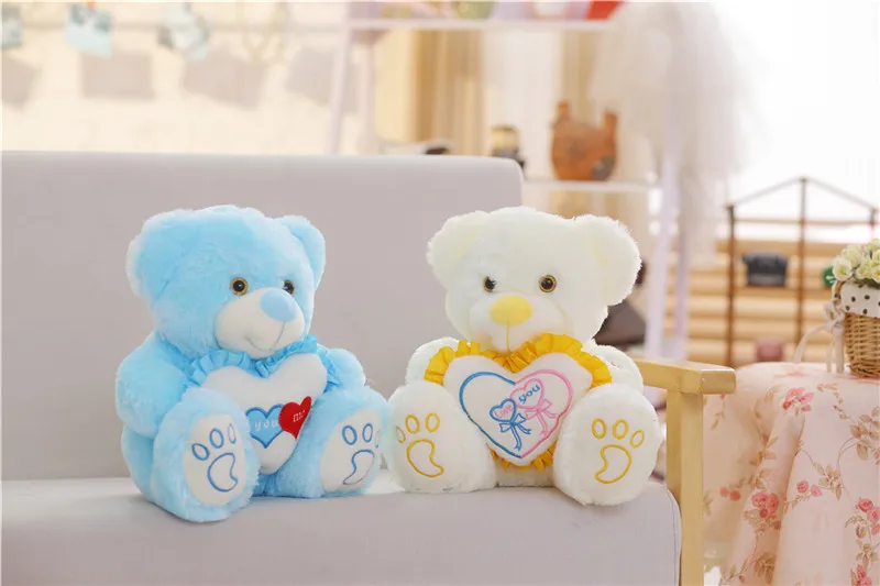 Светодиодный свет Teddy Bear Cute Bear Hug услышать плюшевые игрушки красочные светящийся животных световой плюшевые куклы, игрушки для детей подарок для детская