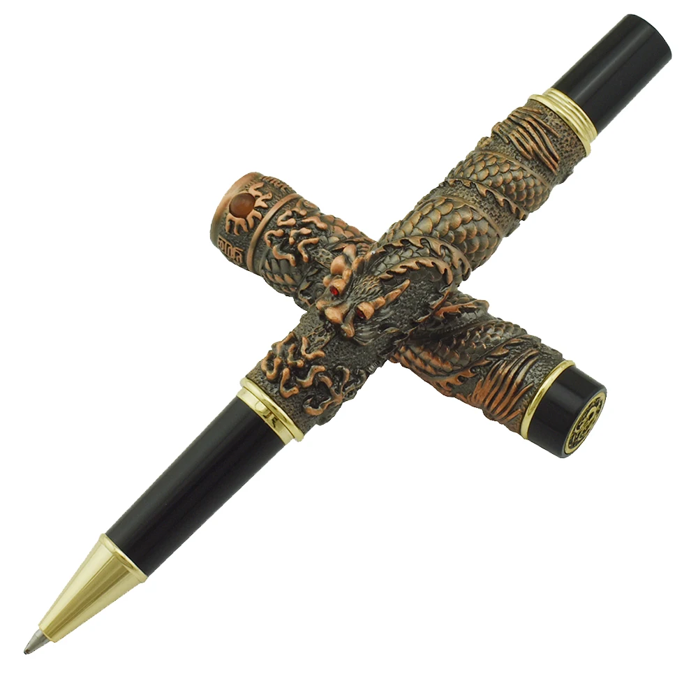 Винтажная Роскошная Шариковая ручка Jinhao из красной меди маленькая двойная