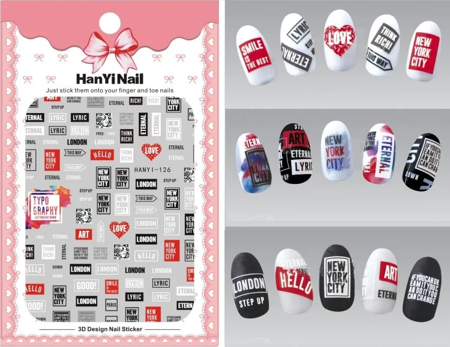 

Letters Patterns! Nails Art Manicure Back Glue Decal Decorations Design Nail Sticker For Nails Tips Beauty
