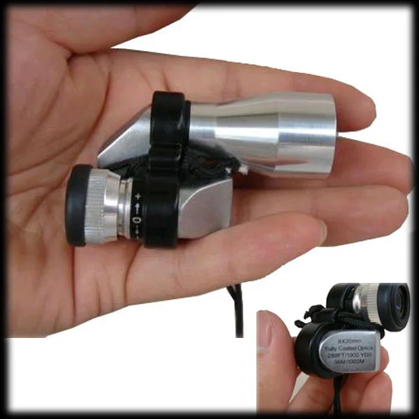 by dhl or ems 50pcs Hot Super Mini Pocket Telescope 8X20 Silver Metal