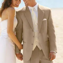 Стиль самые beige мужские костюмы, Свадьба / бизнес костюмы для мужчины, Обычный заказ мужские ну вечеринку платье