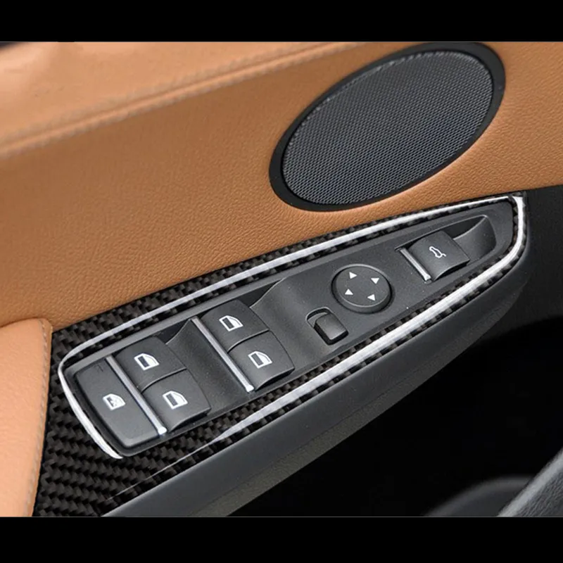 Car Door Armrest Panel Decoration Decals Carbon Fiber Window Glass