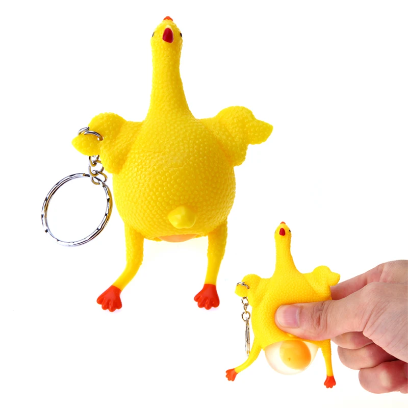 Novelty Tricky Funny Gadgets Toys Squeeze Chicken Egg Laying Hens Anti Stress Relief Trick Toys