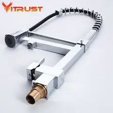 Роскошная латунная кухонная раковина весенний кран двойной выход квадратный смеситель выдвижной спрей кран torneira chuveiro наивысшего качества