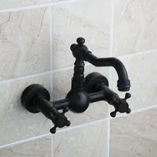Küche Kurze Swivel 360 Badezimmer Badewanne Wasserhahn Torneira Wandhalterung Öl Eingerieben Bronze Schwarz Becken Waschbecken Wasserhahn Mischbatterie B3215