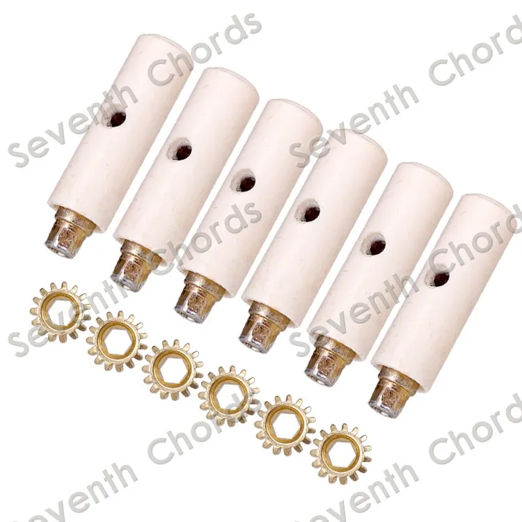 

A Set Classical Guitar Tuning Pegs Tuners Machine Heads Gear and Diameter 9.2mm White Pins - Gear Ratio 1:15