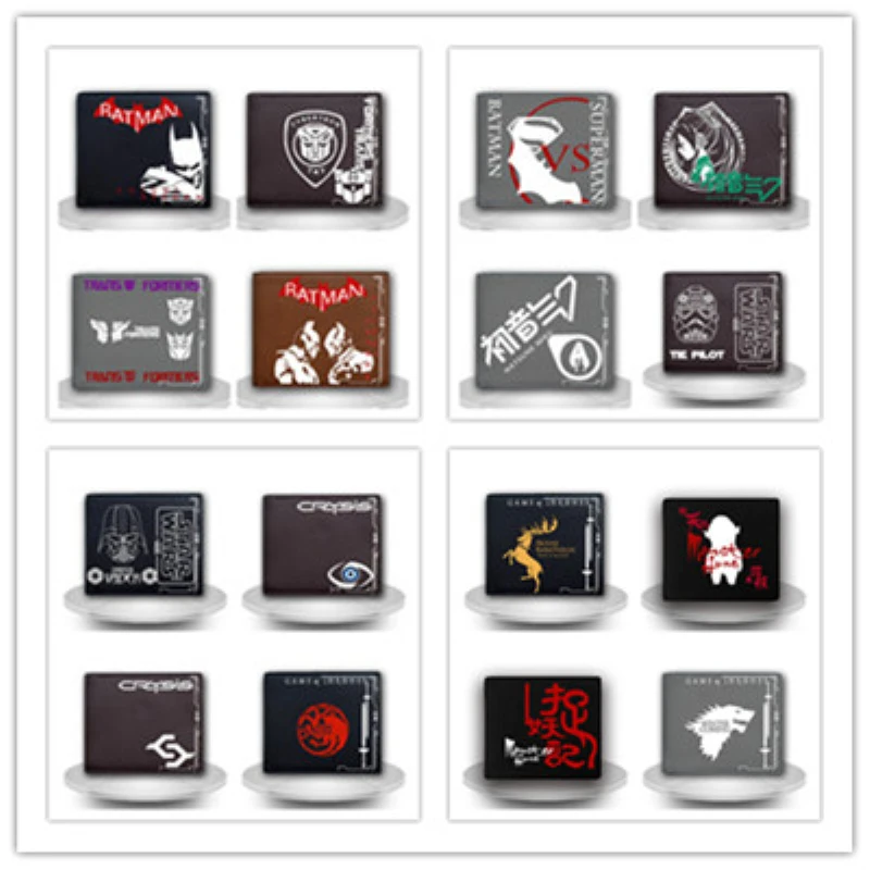 Черные мужские кошельки с мультипликационным принтом Overwatch Reaper из искусственной кожи, Короткий Мужской кошелек, мужской кошелек, модный кошелек для монет, держатель для карт