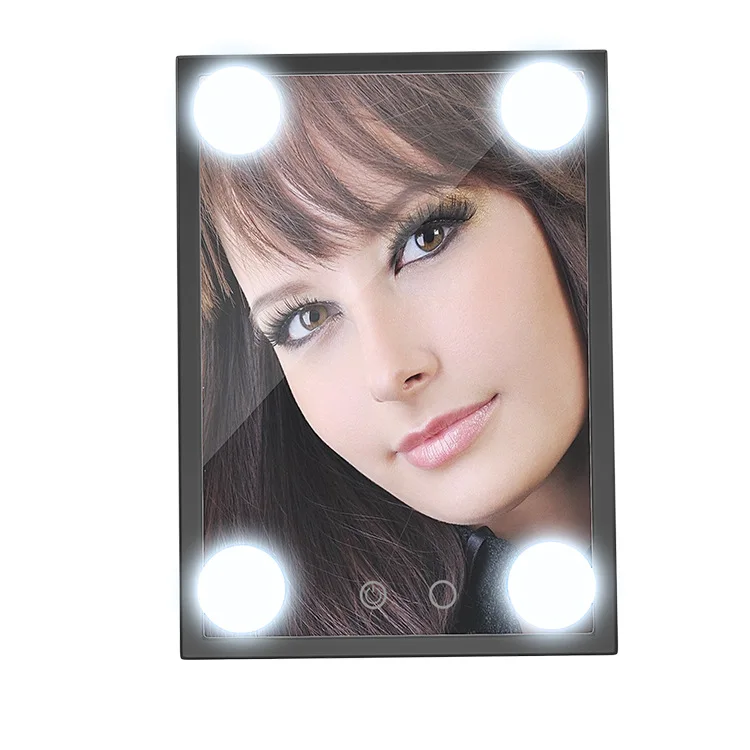 4 светодиодный лампы сенсорный экран с затемнением макияж зеркало со светодиодной подсветкой HD заполняющий свет для принцессы в европейском стиле туалетное зеркало со светодиодной подсветкой настольная лампа