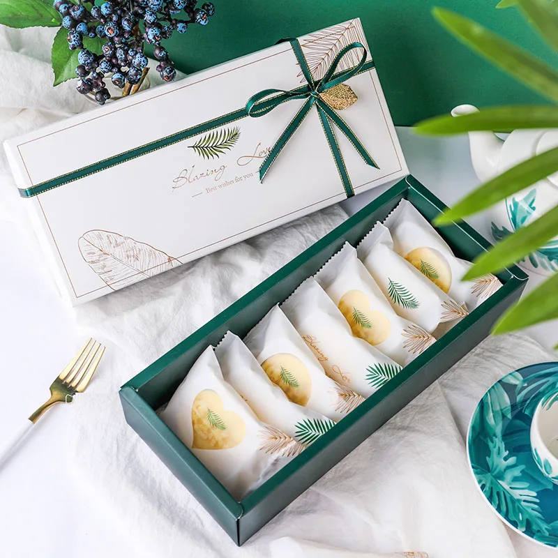 

Creative Leafy Pattern Cookie Cake Packaging Gift Box Candy Bag Wedding DIY Paper Gift Boxes Bag Package Birthday Party Decor